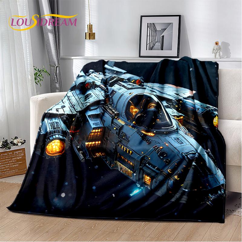 3D Space Spitfire Aircraft  Air Force Jet Fighter Cartoon Blanket,Soft Throw Blanket for Home Bedroom Bed Sofa Cover Child Gift