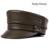 Unisex Genuine Leather Captain Cap, Vintage Punk Motorcycle Military Hat, Harajuku Rock Flat Top Beret for Men and Women