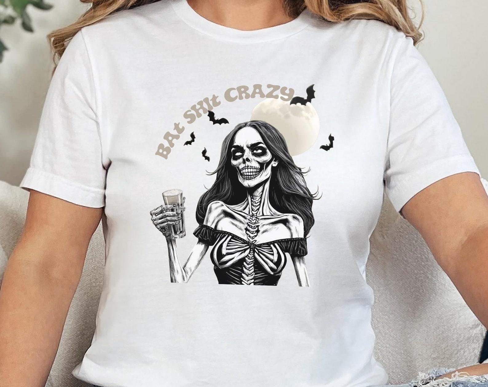 Bat Shit Crazy Skeleton Halloween T-Shirt 4XL