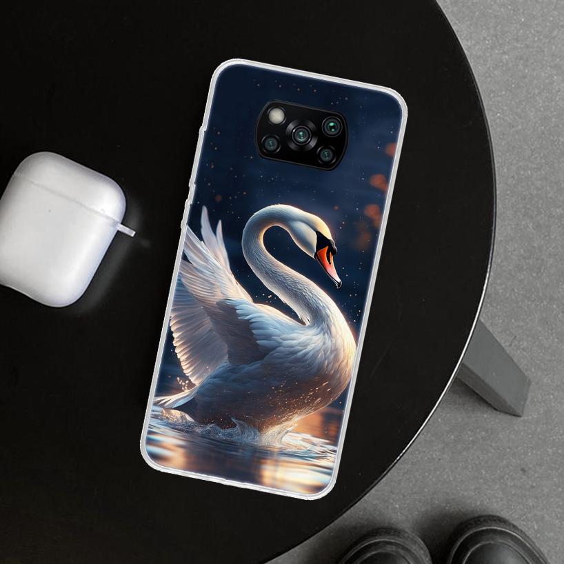 Black Swan Noble Phone Case Cover for Xiaomi Poco X6 X5 X7 Pro F7 Ultra Redmi 15C 15 13C 13 12C 12 10C 10 10A 9C 9A 9T 9 Coque P