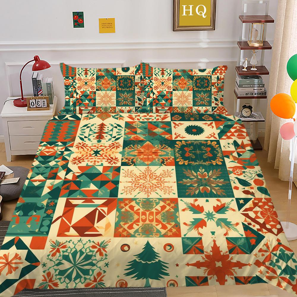 Christmas Printing 3D Printing Polyester Pillowcase Quilt Cover Two Or Three-Piece Set