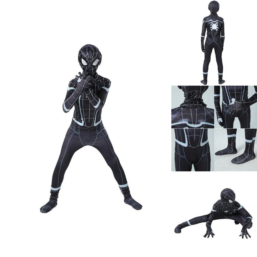 Stunning Black Spider-man Homecoming Cosplay Costume With Breathable Material For Kids And Adults