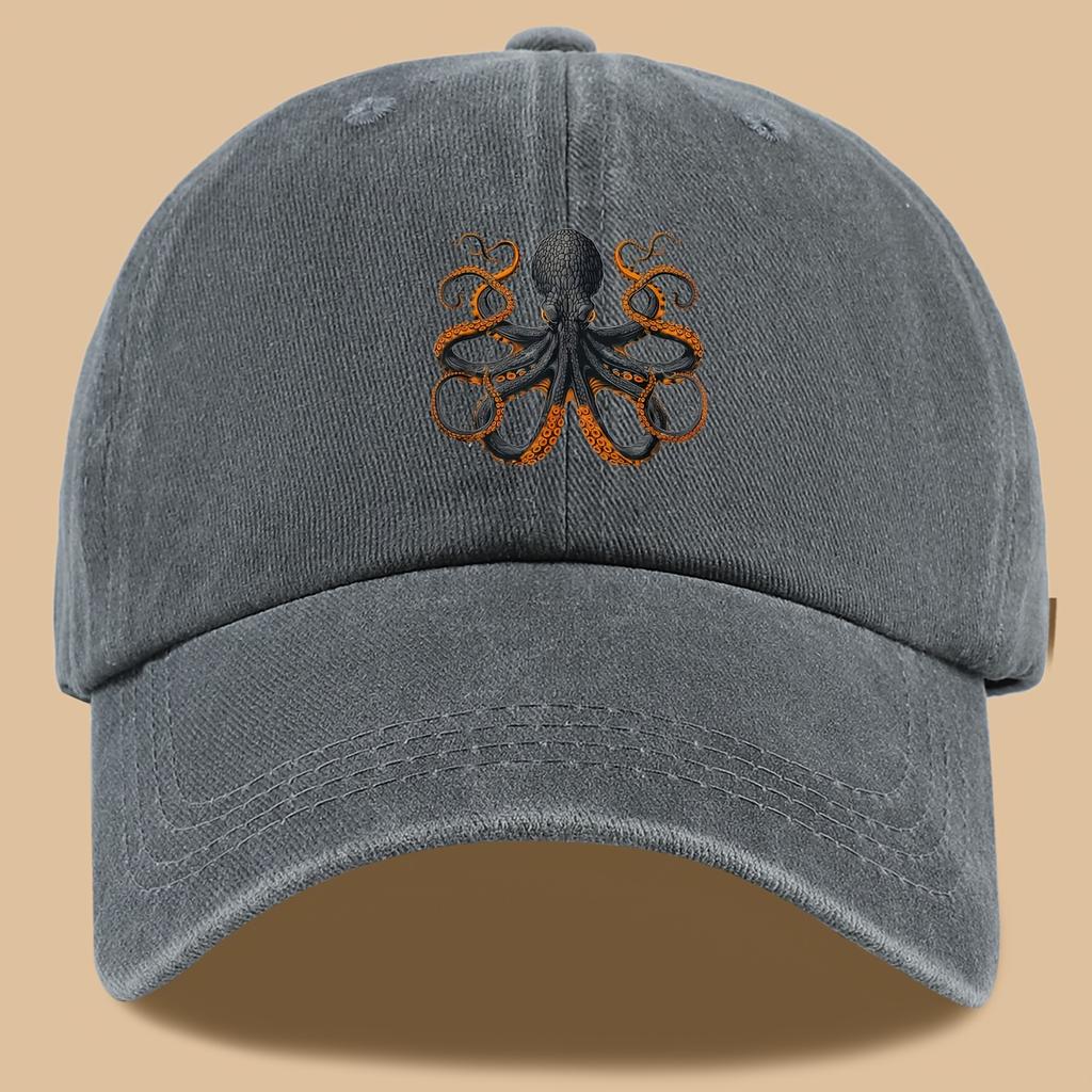 1pc Whimsical Octopus Print Vintage Truck Hat  Retro Outdoor Baseball Cap Adjustable Size Breathable Design