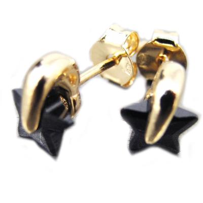 [G2007] - Black Gold Plated 'Etoiles Inventives' Earrings
