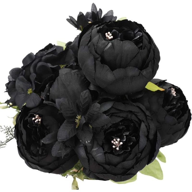 Faux Peony Bouquet 13 Heads Flowers Bud Vintage Artificial Peony 47cm Silk Flowers for Wedding Home Decoration,1pc