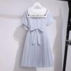 Girls' Navy Collar Sailor Dress - Summer College Style Princess Dress