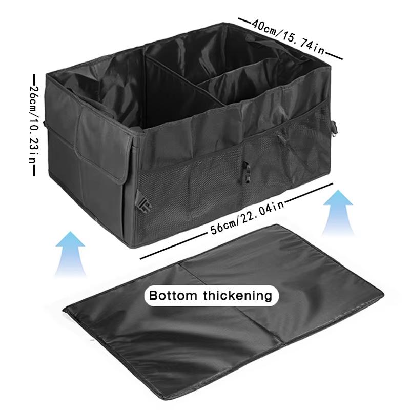 Collapsible Car Trunk Organizer With Mesh Pockets Portable Multi-Compartment Storage Box For Suv Truck Auto Cargo Organization