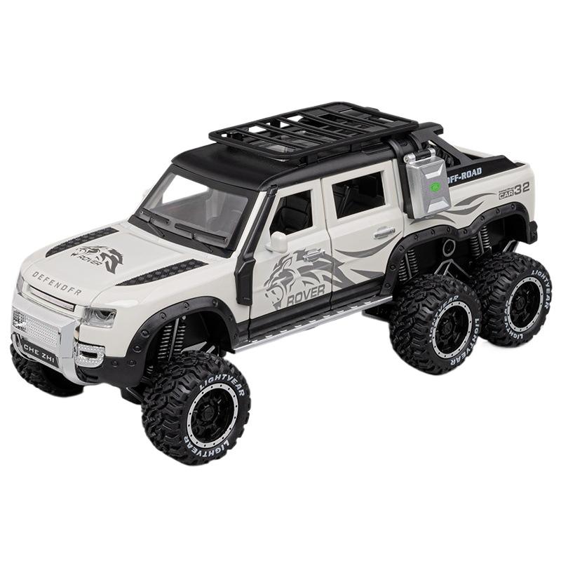 1/24 Land Rover Defender Six-Wheel Off-Road Vehicle Model Simulation Sound Light Children's Game Toy Car Boy Gift