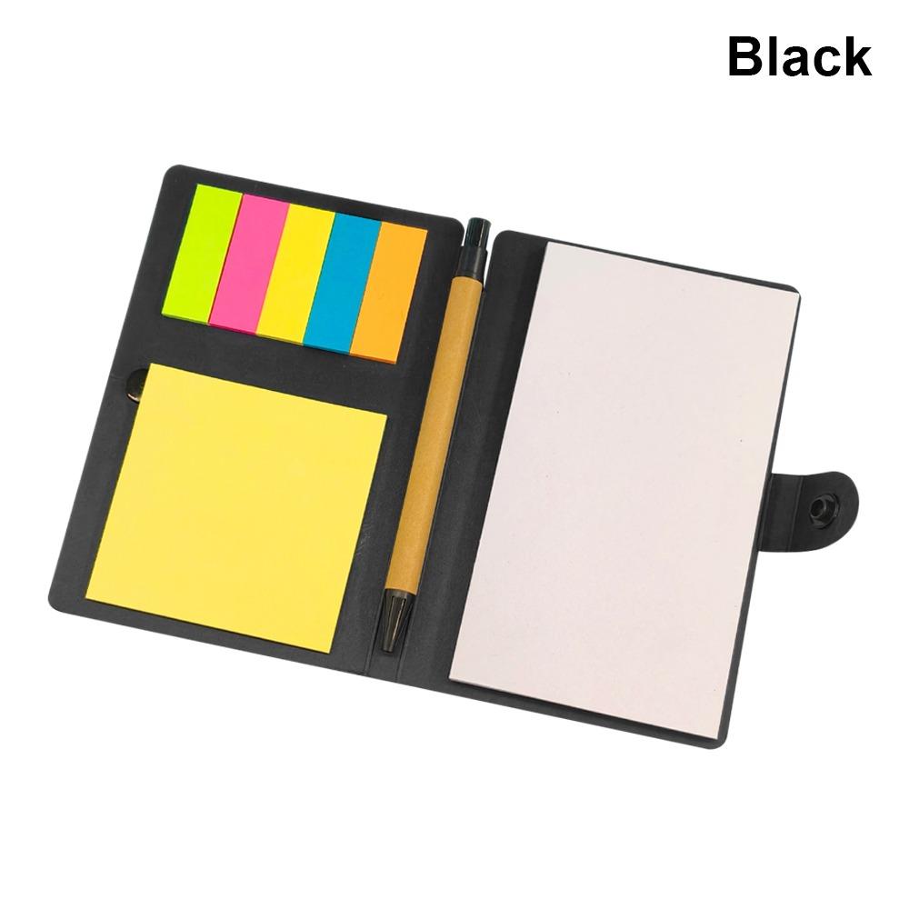 

1Pcs Minimalist Note Pads Book Multifunctional Label Stickers Notebook with Sticky Notes and Pen Memo Pad Student Stationery чёрный
