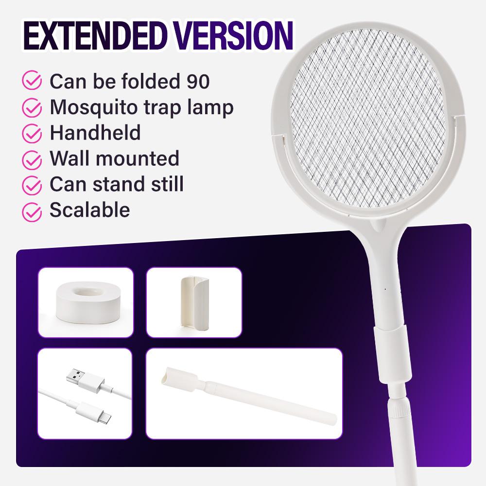 Telescopic Electric Mosquito Swatter Rechargeable Household Mosquito Repellent Wall Mount,Handheld,Stand,Telescopic 6 In 1