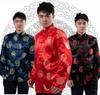 APEK Men's Red Long Sleeve Tang Suit Ethnic Outerwear for Spring, Autumn, Winter
