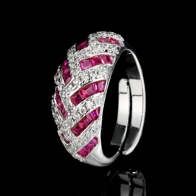 

Jewelry Copper Bottom Gold-Plated Simulation Red Corundum Ring Retro Wind Diamond Ring