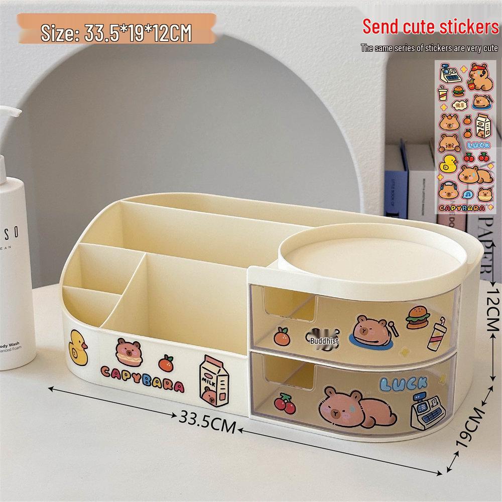 Multifunctional Makeup Organizer with Mirror and Skincare Storage