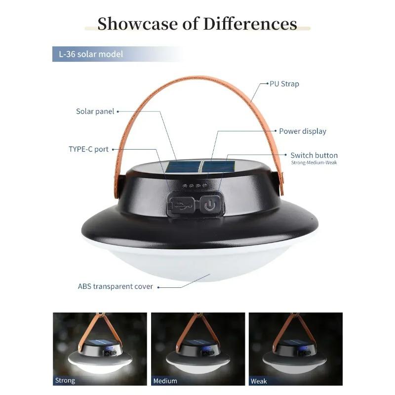Solar Camping Light Portable Carrying Lamp Brightness Adjustable For Camping Exploration Party Lighting Outdoor Emergency Lights