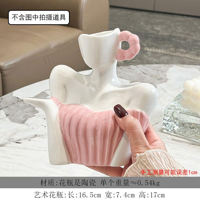Ceramic Clavicle Vase Ornament Abstract Human Body Flower Arranger Living Room Office Dining Table Floral Vase Home Decoration