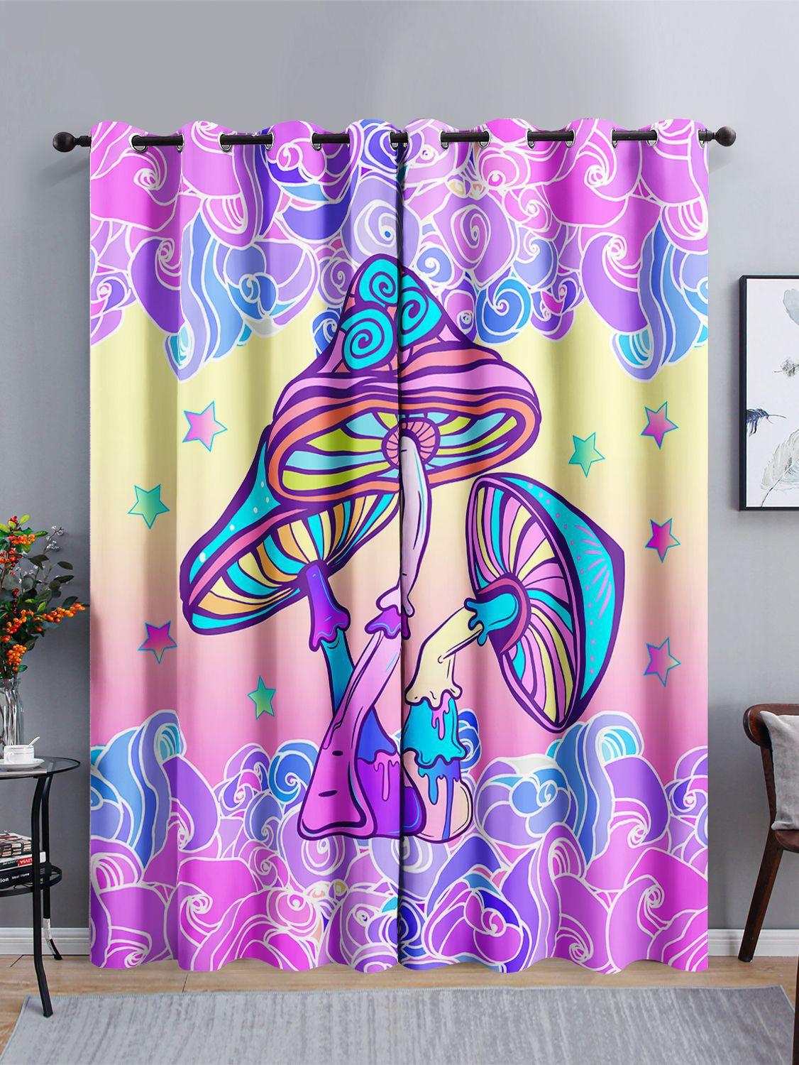 

Красочный гриб креативная штора спальня американский стиль 3D цифровая печать светонепроницаемая штора на люверсах 97cm*114cm*2