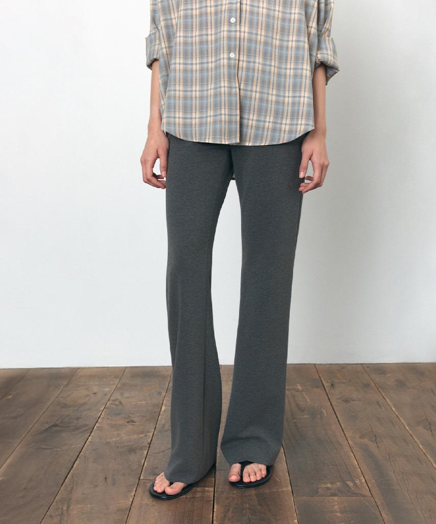 Siyajyu Sipt7183 Comfort Bootcut Elastic Waist Pants_Charcoal