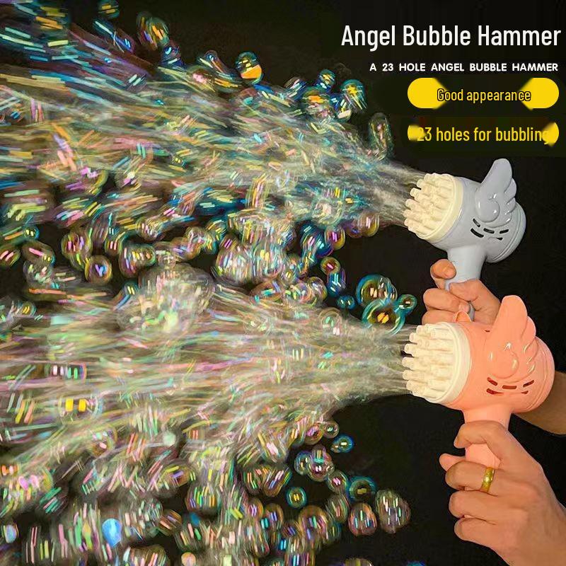 Angel Bubble Machine: 23-Hole Handheld Electric Bubble Gun for Kids