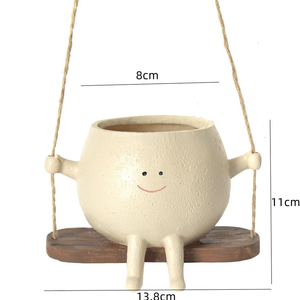 Hanging Succulent Planter Pot Cute Fun Mushroom Swing Face Planter Pot Resin Cartoon Mushroom Vase for Indoor Outdoor Plant