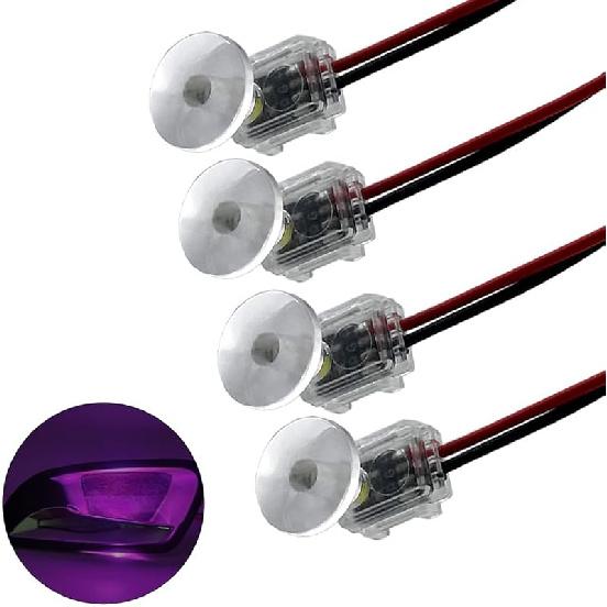 4pcs Red Car Door Light,Flush Mount 12V LED Light for Bumper Grille Cars Interior Dash Ambient Lighting Motorcycle Door Bowl Lamp LED Indicator Light