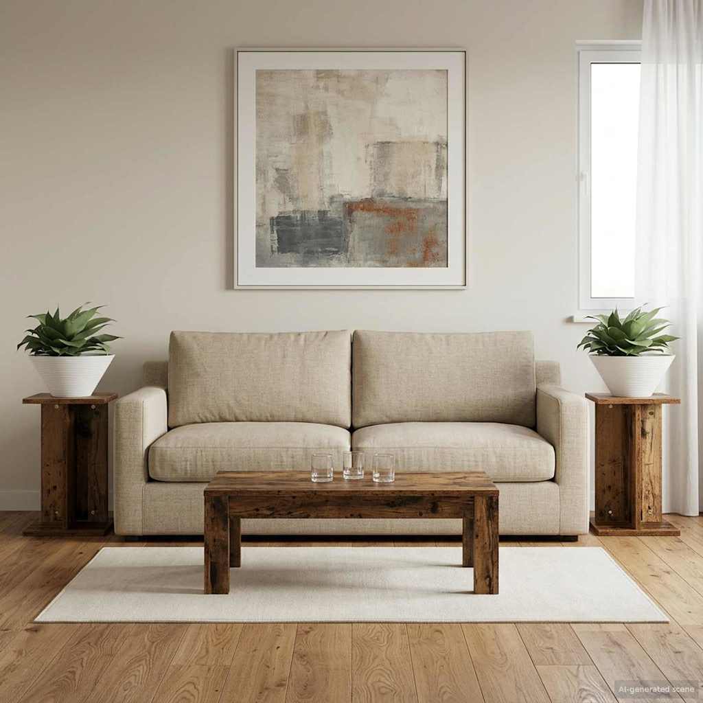 Plant Stand 2 Pcs Reclaimed Wood Look 25 X 25.5 X 40.5 Cm Engineered Wood