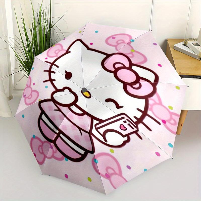 

Sweet Hello Kitty Automatic Open/CloseCartoon Umbrella-CuteUmbrella with Cute Design, Portable 3-Fold Compact Umbrella for Men & Women, Valentine s Da