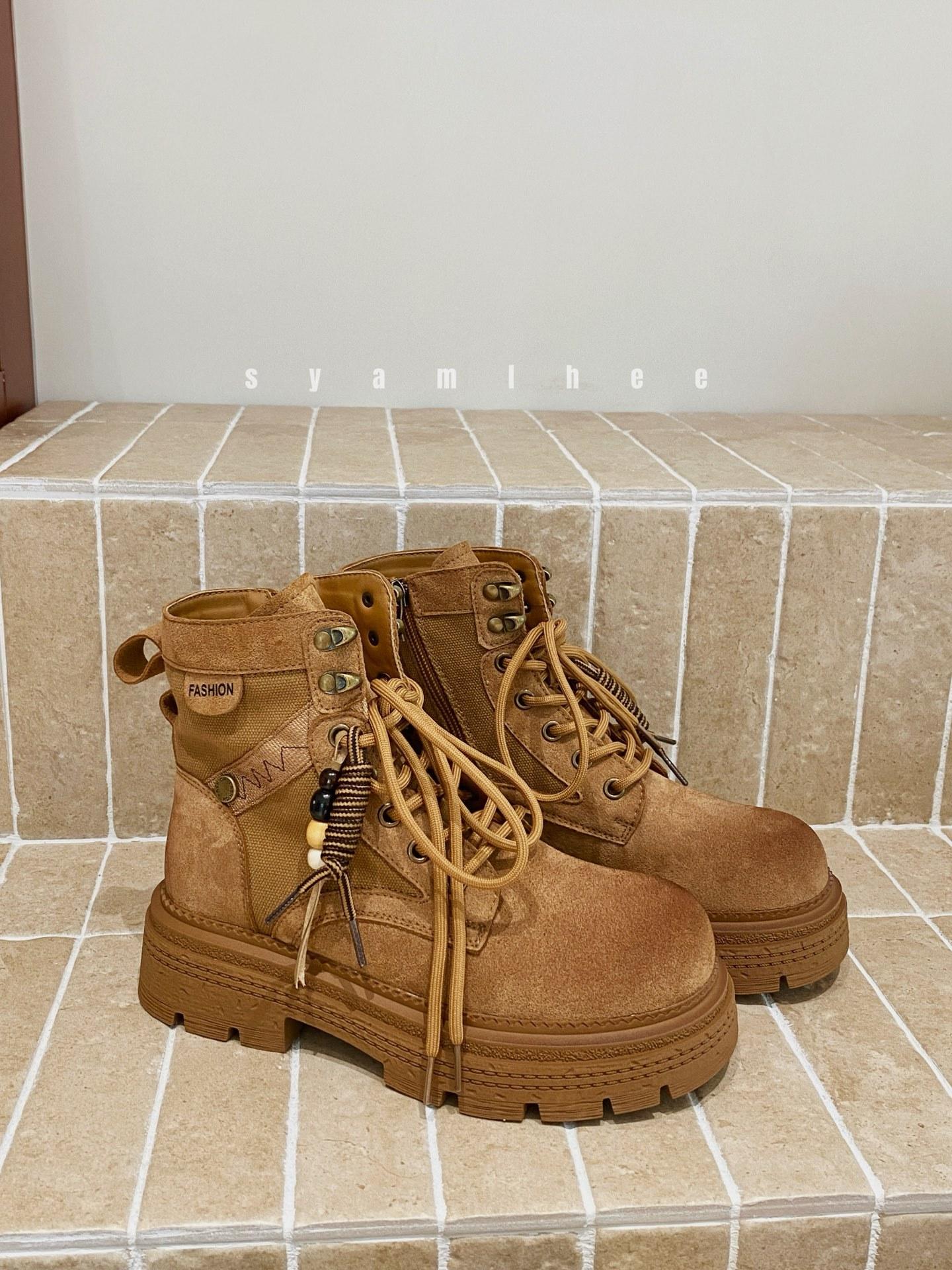 

Ретро ботинки Мартин на толстой подошве с увеличением высоты женские 2025 осень новые дышащие уличные спортивные и повседневные универсальные ботинки короткие ботинки 35