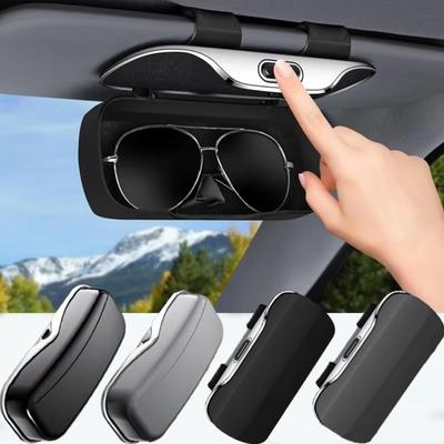 Press Switch Car Sun Glasses Holder Anti-Shake Driving Glasses Holder New Car Glasses Box