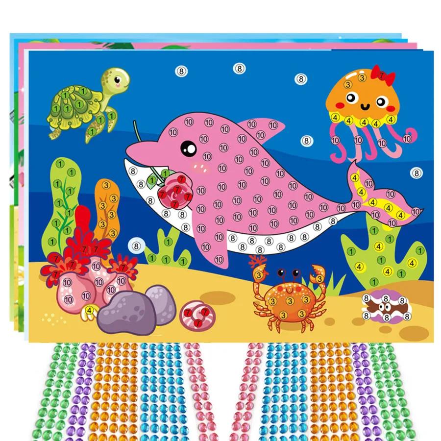 Cartoon Mosaic Diamond Paste Painting Back Can Colored Handmade Material DIY Crystal Paste Drawing Children Puzzle Gift JXB