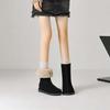 Krazing Pot Cow Suede Nubuck Fur Winter Shoes Snow Boots Women Slip on Keep Warm Lace Up European Design Ankle Boots