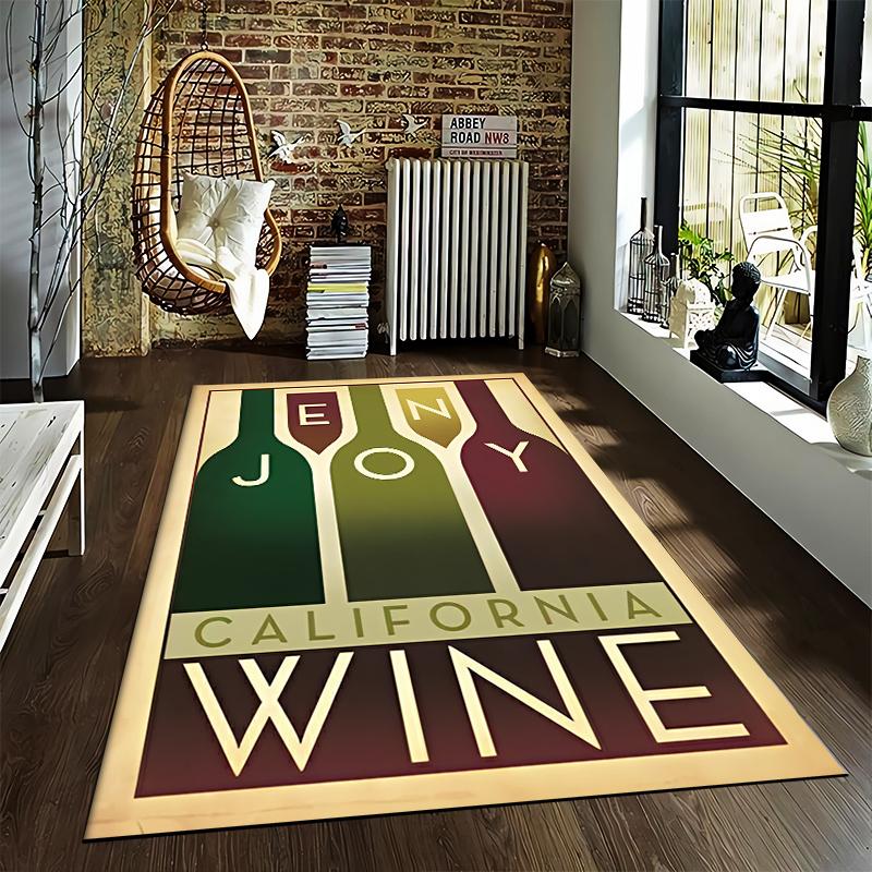 Enjoy California Wine Retro Poster Wine Bottles Typography Vintage Art Print artistic printed carpet accent for bedroom hallway floor
