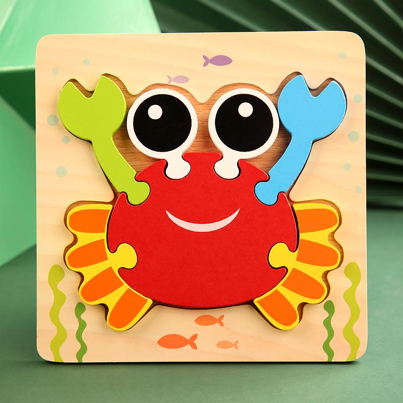 Wooden 3D Educational Puzzle for Toddlers - Interactive, Creative Hands-on Toy for Ages 1-3