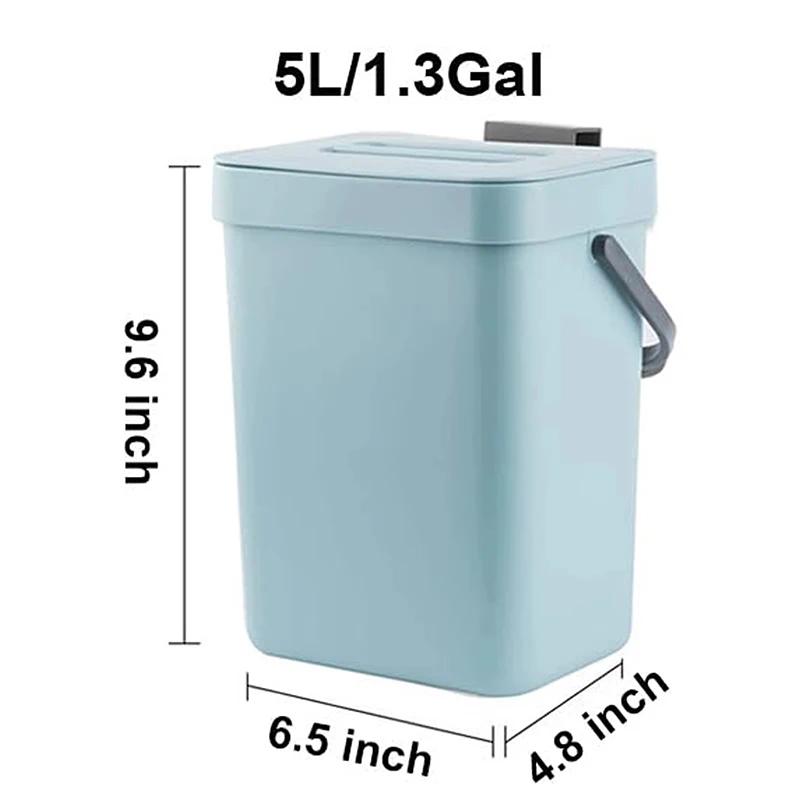 Portable Small Plastic Trash Can for Kitchen,Hanging Trash Can with Lid Under Sink Food Waste Bin Mountable Garbage Can Bathroom