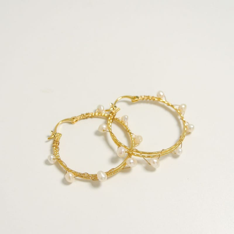 Objet213 Pearl & Ivy Hoop Earrings