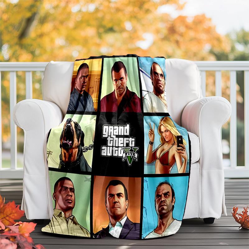 GTA Flannel Blanket Soft All-Season Throw, Design for Camping, Car Travel, Hiking Sofa, Bed, Office Perfect Gift for Parties