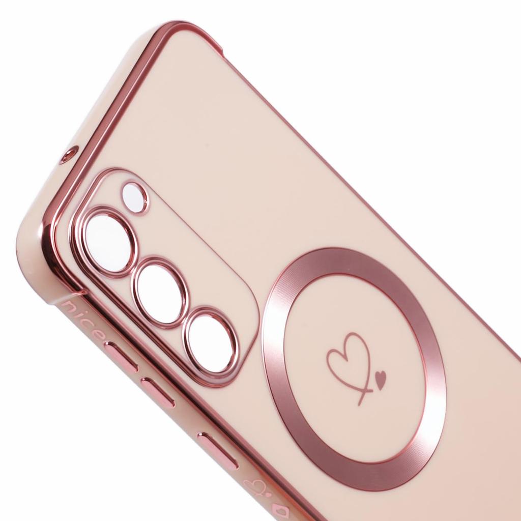 For Samsung Galaxy S23 Deksel Kompatibelt med MagSafe Elektroplettert TPU Telefondeksel Hul Kjærlighetshjerter