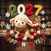 Decorative Glass Clings Happy New Year Window Cling, 2027 Crochet Sheep Snowflake Static Glas Sticker, Reusable Christmas Holiday Decoration