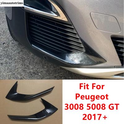Car Front Fog Lights Lamps Eyebrow Stripes Cover Trim For Peugeot 3008 5008 GT 2017 - ABS Chrome / Carbon Fiber Accessories