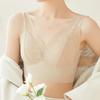 New Ice Silk Seamless Vest Bra, Lace Breathable Fixed Latex Cup Gathers Anti-light Underwear Women
