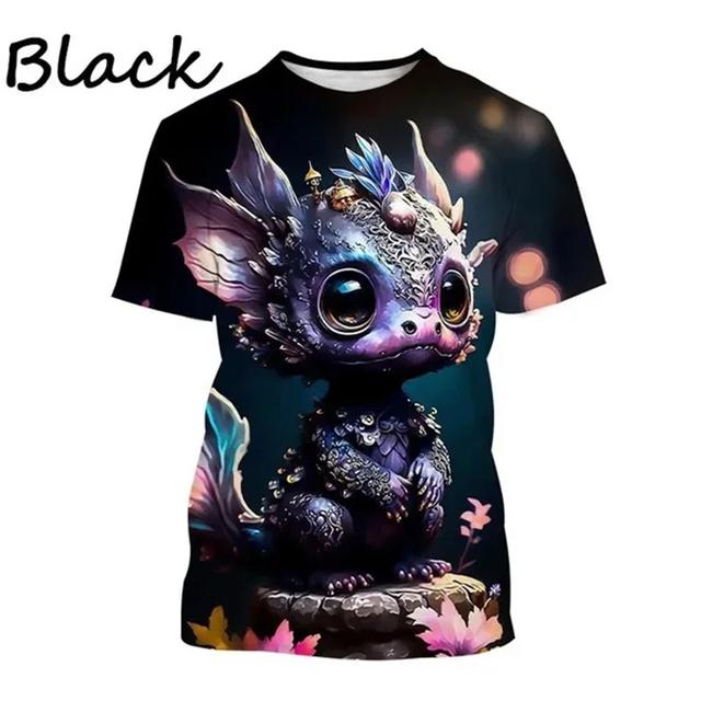 Graficzne koszulki z małym smokiem, zabawne, urocze zwierzę, koszulka z dinozaurem dla mężczyzn, ubrania, prezenty dla dzieci ze smokiem, t-shirt casual dla chłopca, topy