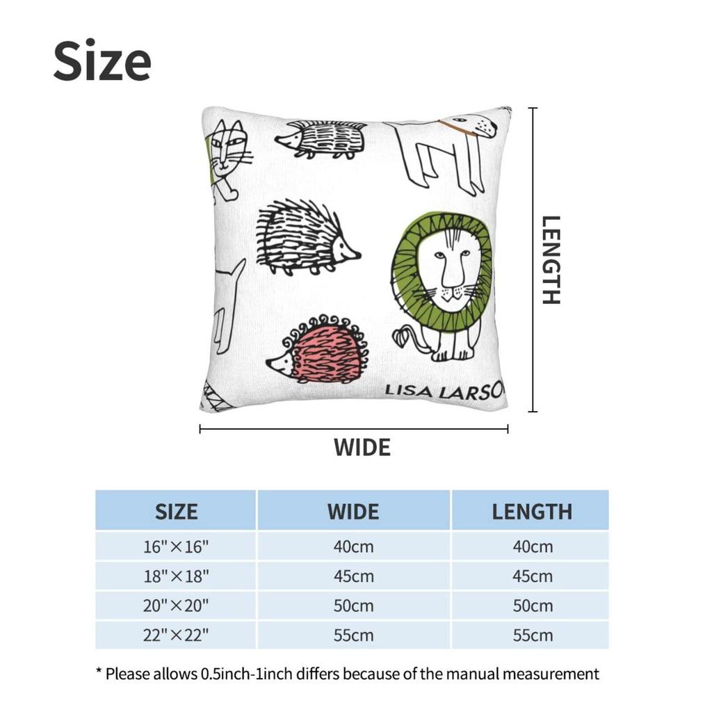 HTSW Cushion Set of Lisa Larson Nordic Decorative Cushion Sofa Back Car Chair and Interior Decor Covers, 45x45cm, 2, Design, Style, Pillowcases,