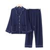 Wedding solid color pajamas cover long-sleeved air-conditioning clothes women's cardigan homewear casual double pocket set Korean version of premium