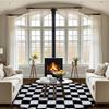 Super Soft Rug, Round Rug for Bedroom, 2X2M Black and White Checkered Round Rug Non-Slip High Pile Cute Soft Fluffy Rug for Bedroom Kids Room