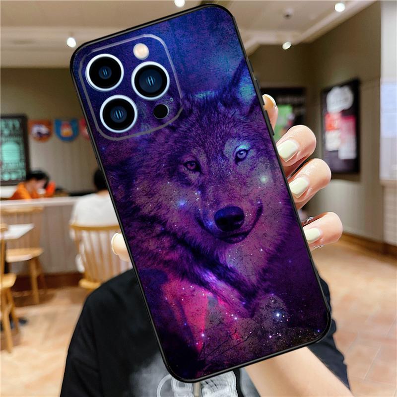 Animal Wolf Galaxy Soft Case For iPhone 16 15 Pro Max 14 Plus 13 12 Mini 11 XS Max X XR 7 8 Back Cover