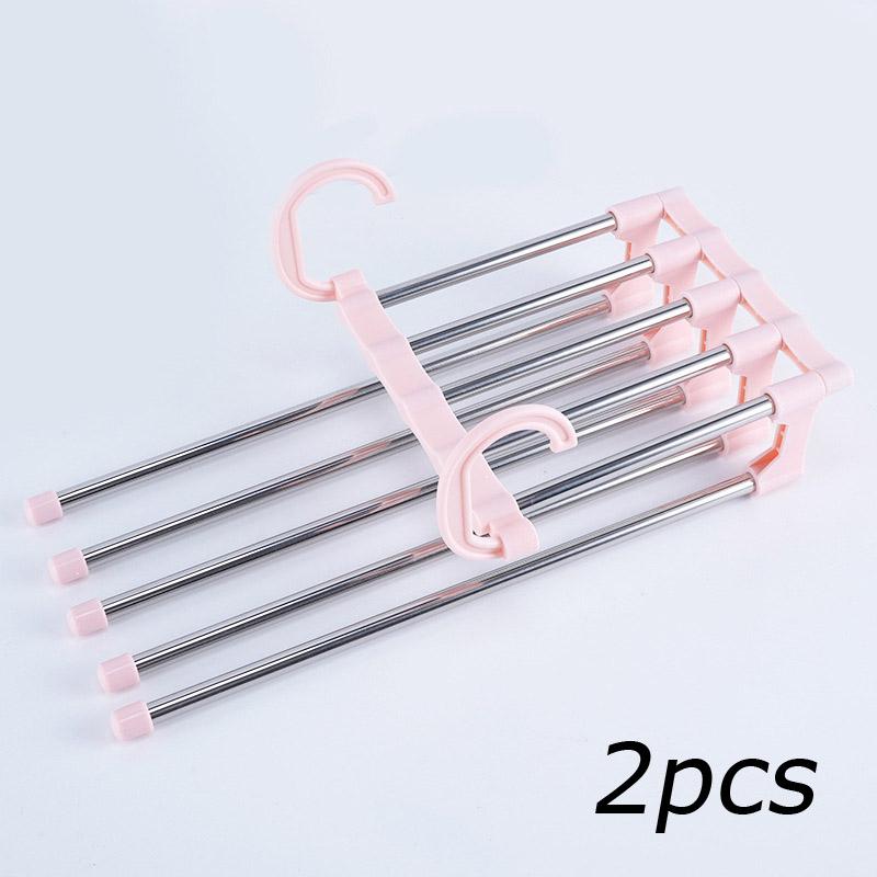 5 In 1 Stainless Steel Pants Rack Wardrobe Storage Adjustable Magic Trouser Hangers Multifunction Towel Shelves Closet Organizer