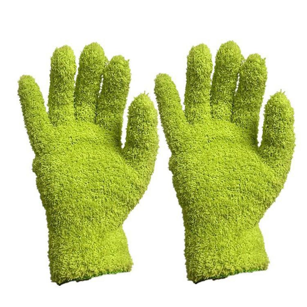 3 Pair Car Wash Microfiber Cleaning Gloves Dusting Coral Velvet Gloves Pure Color Five Finger Chore Absorbent Glove Half Velvet