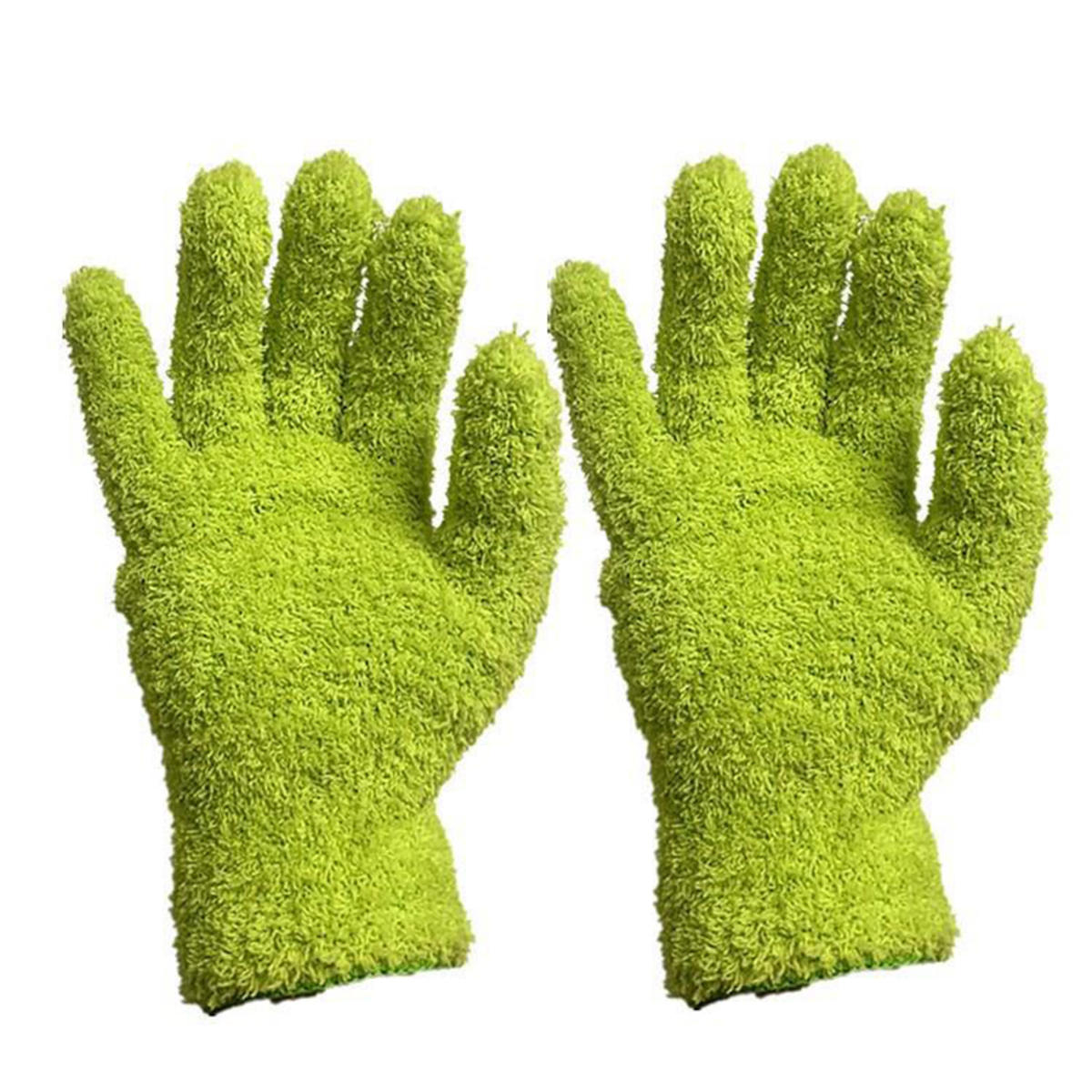 

3 Pair Car Wash Microfiber Cleaning Gloves Dusting Coral Velvet Gloves Pure Color Five Finger Chore Absorbent Glove Half Velvet one size трава зеленый