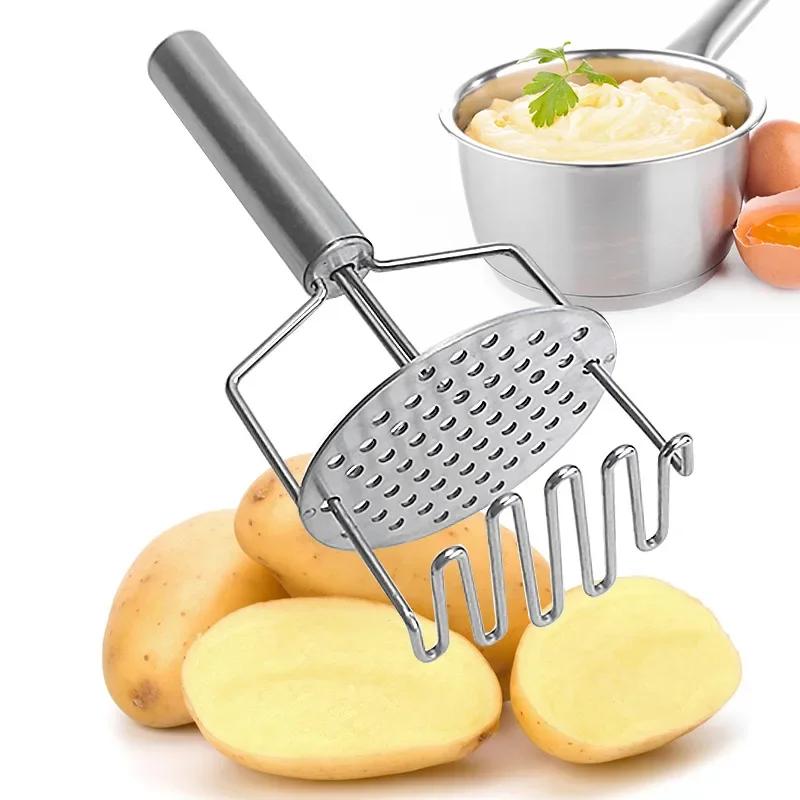 Double-layer Stainless Steel Potato Masher Press Mashed Potatoes Wavy Pressure Ricer Fruit Vegetable Crusher Kitchen Accessories