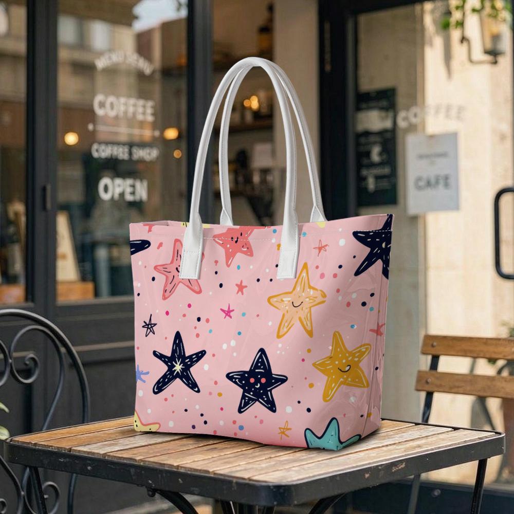 Cute Starfish Pattern Tote Bag Fashion Casual Large Capacity Handbag for Daily Use