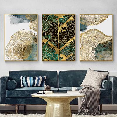 Modern Abstrakt Gold Grün Blattspur Jahresring Poster Leinwand Malerei Wandkunst Drucke Bild Wohnzimmer Schlafzimmer Heimdekor